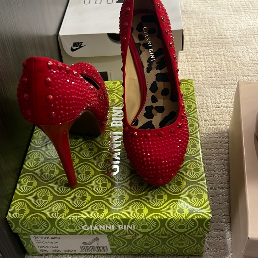 Gianni Bini Red Studded Women's Heels